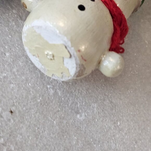 Vintage Handcrafted Wood Christmas Ornaments Set Of 5 Traditional Snowman Pengui - Picture 7 of 10